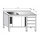Umývací stôl jednodrezový s pracovnou plochou skriňový, rozmery (šxhxv) 1200 x 600 x 900 mm, so zásuvkovým boxom a posuvnými dverami