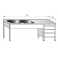 Umývací stôl dvojdrezový s pracovnou plochou a zásuvkovým boxom, rozmery (šxhxv) 1900 x 600 x 900 mm (drez 400 x 400 x 250 mm)