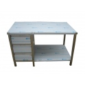 Pracovný nerezový stôl (šuplíkový box, 1x polica), rozmer (šxhxv): 1500 x 700 x 900 mm