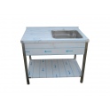 Stôl umývací nerezový jednodrezový s plochou a policou, rozmer vonkajší (šxhxv): 1400 x 600 x 900 mm, rozmer drezu (šxhxv): 400 x 400 x 250 mm