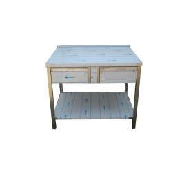 Pracovný nerezový stôl (2x šuplík, 1x polica), rozmer (šxhxv): 1500 x 800 x 900 mm