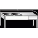 Stôl umývací nerezový dvojdrezový s plochou a zásuvkou, rozmer (šxhxv): 1900 x 700 x 900 mm (drez 400 x 400 x 250 mm)